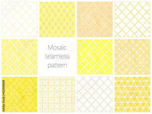 タイル模様のシームレスパターンセット