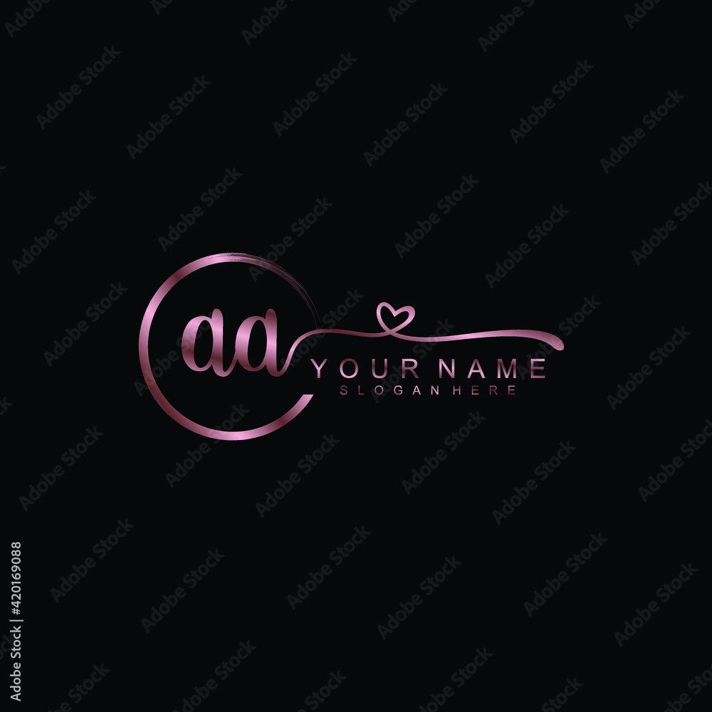 AA Beautiful initial handwriting logo template AA Beautiful initial handwriting logo template