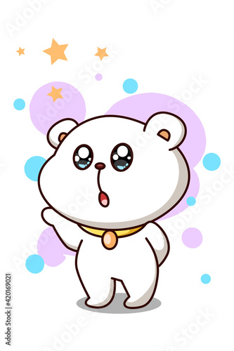 Cute and happy bear with stars cartoon illustration
