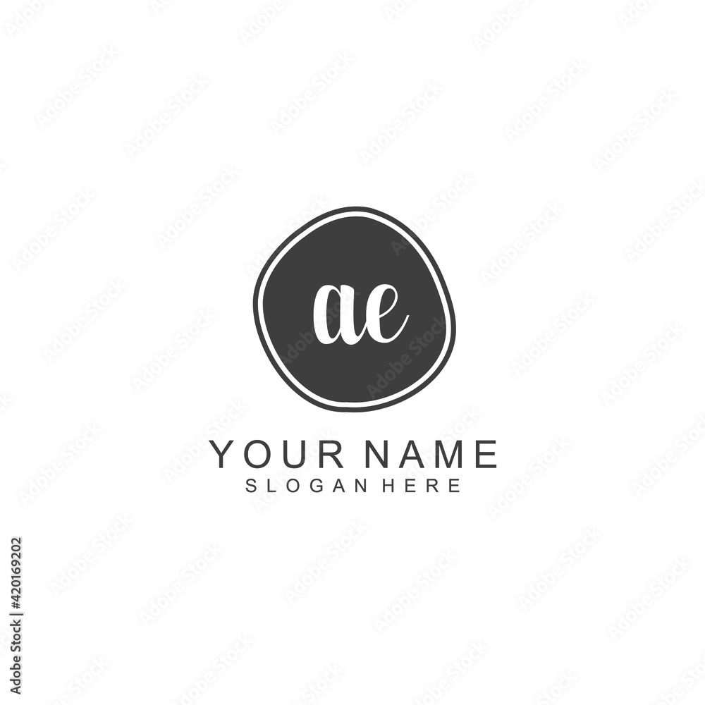AE Beautiful initial handwriting logo template AE Beautiful initial handwriting logo template