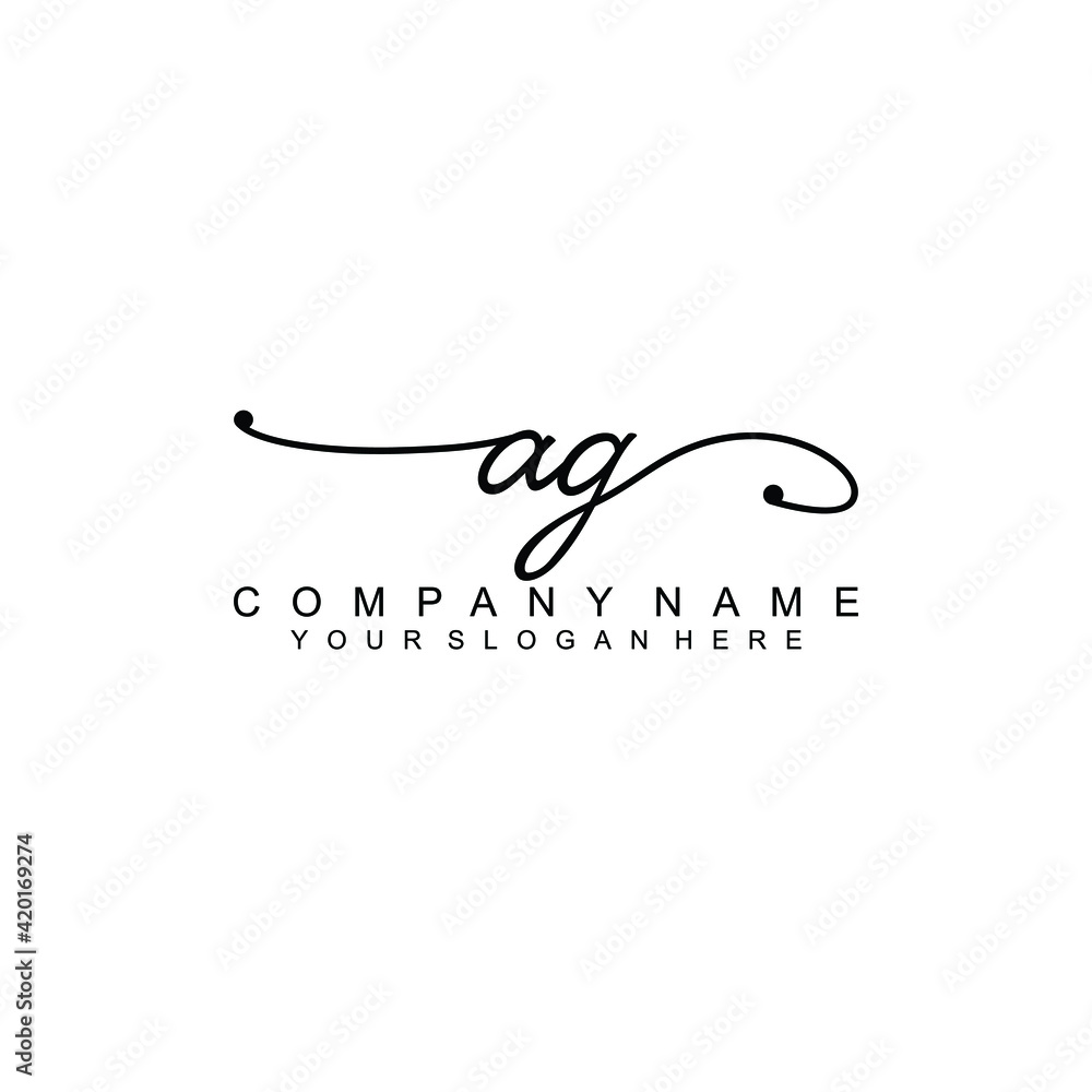 AG Beautiful initial handwriting logo template