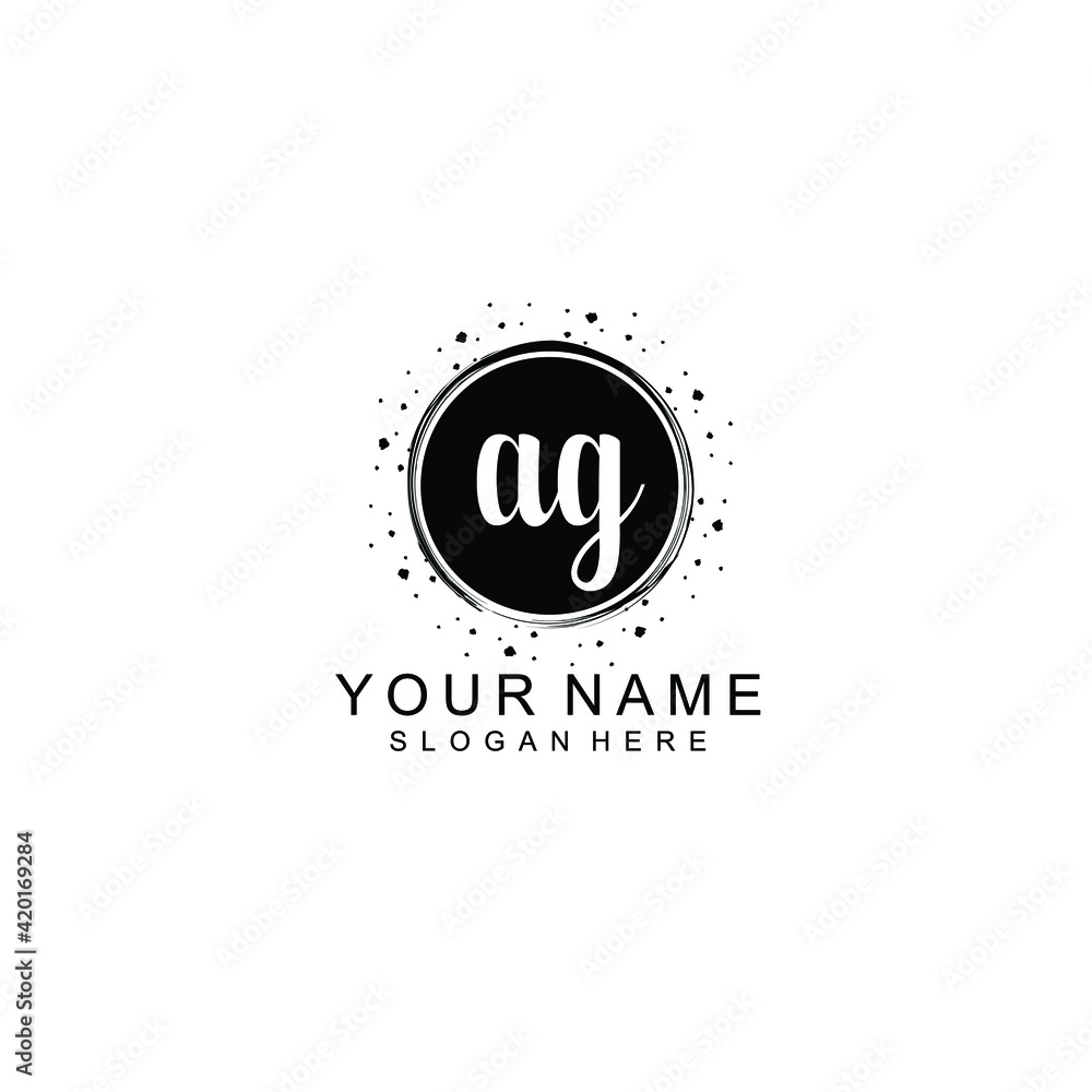 AG beautiful Initial handwriting logo template AG beautiful Initial handwriting logo template