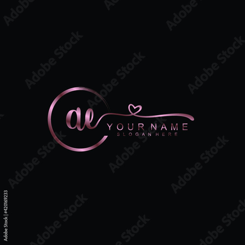 AE Beautiful initial handwriting logo template