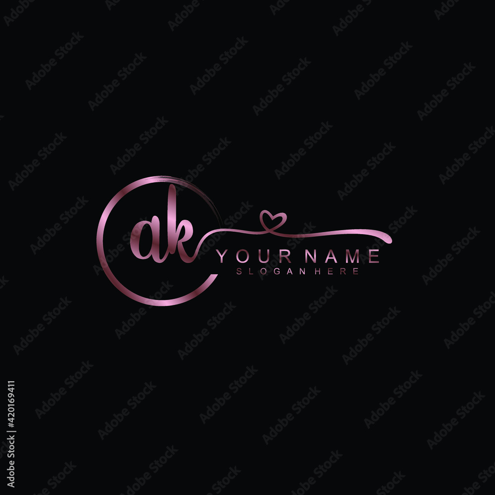 AK beautiful Initial handwriting logo template
