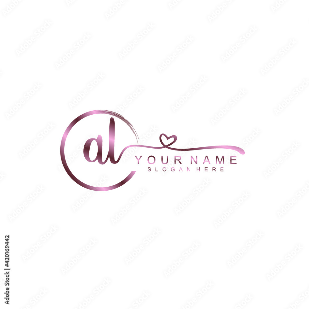 AL beautiful Initial handwriting logo template