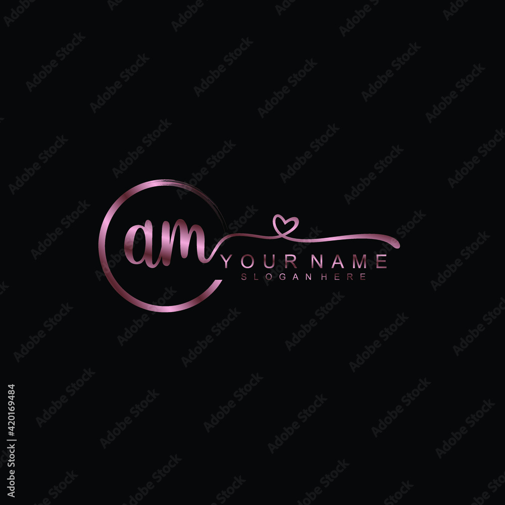 AM beautiful Initial handwriting logo template AM beautiful Initial handwriting logo template