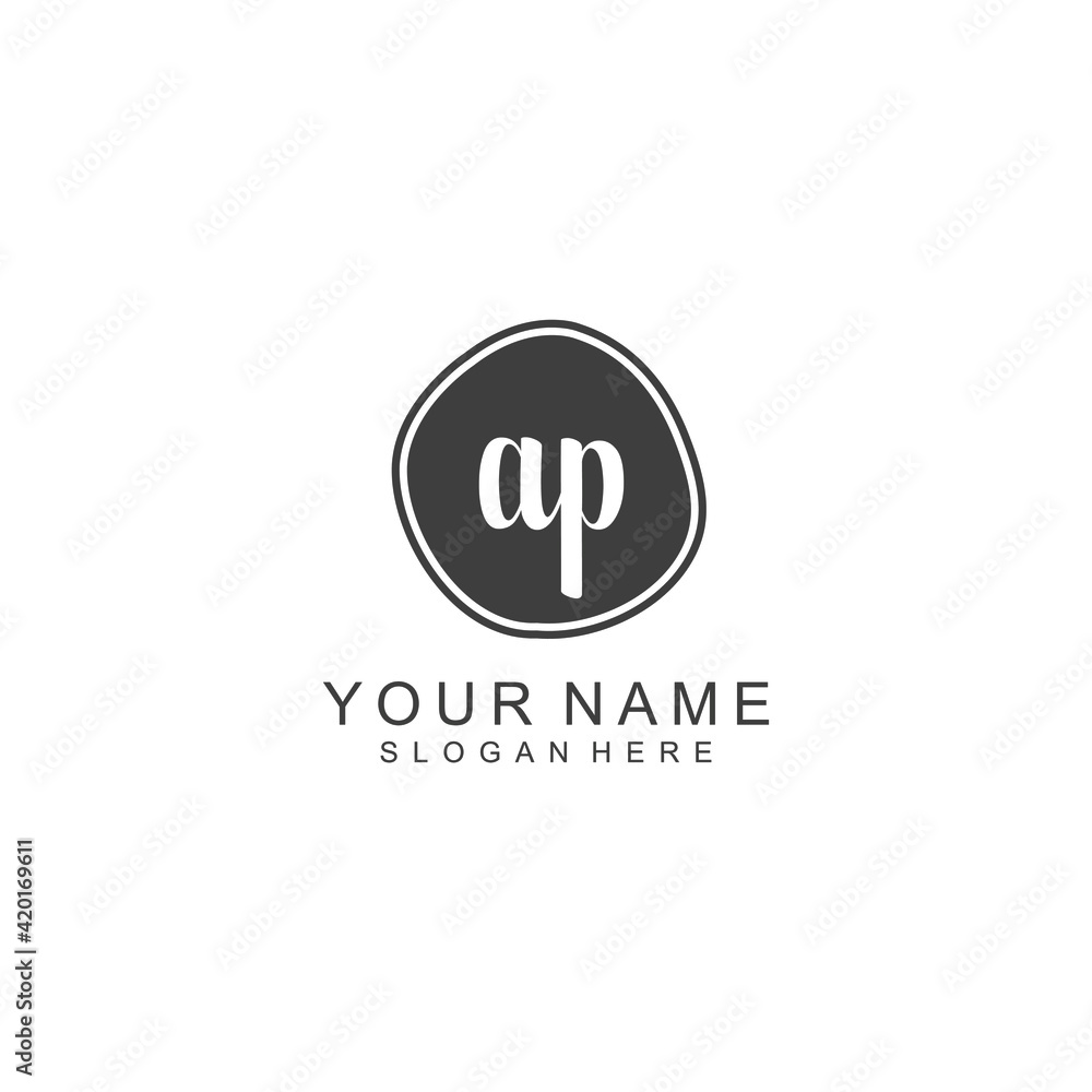 AP beautiful Initial handwriting logo template AP beautiful Initial handwriting logo template