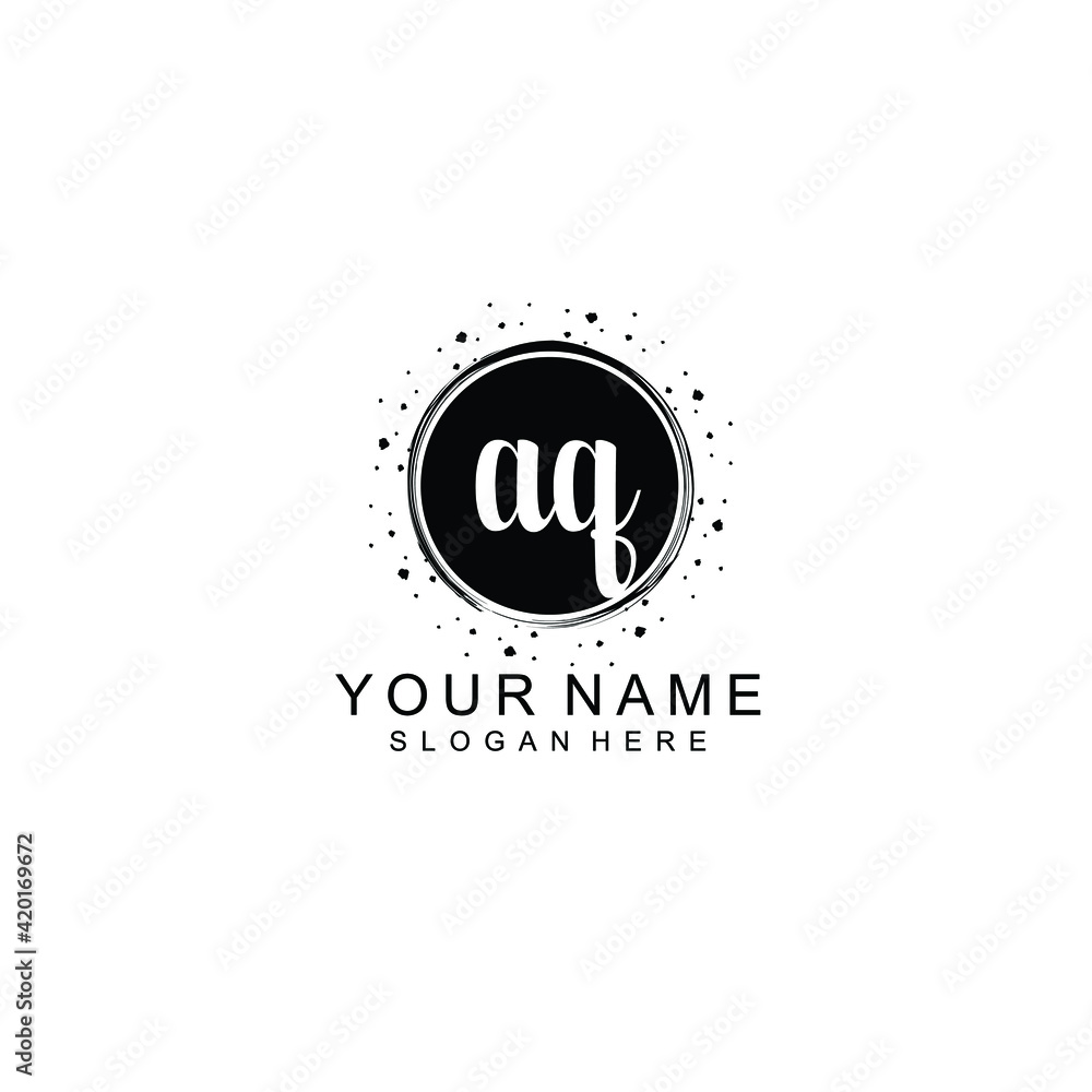 AQ beautiful Initial handwriting logo template AQ beautiful Initial handwriting logo template