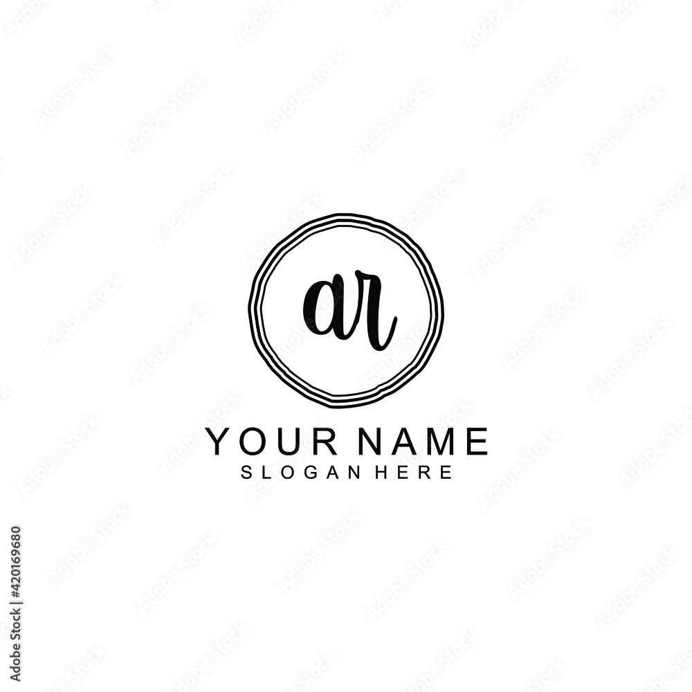 AR beautiful Initial handwriting logo template