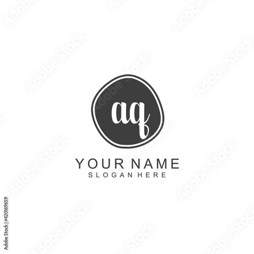 AQ beautiful Initial handwriting logo template