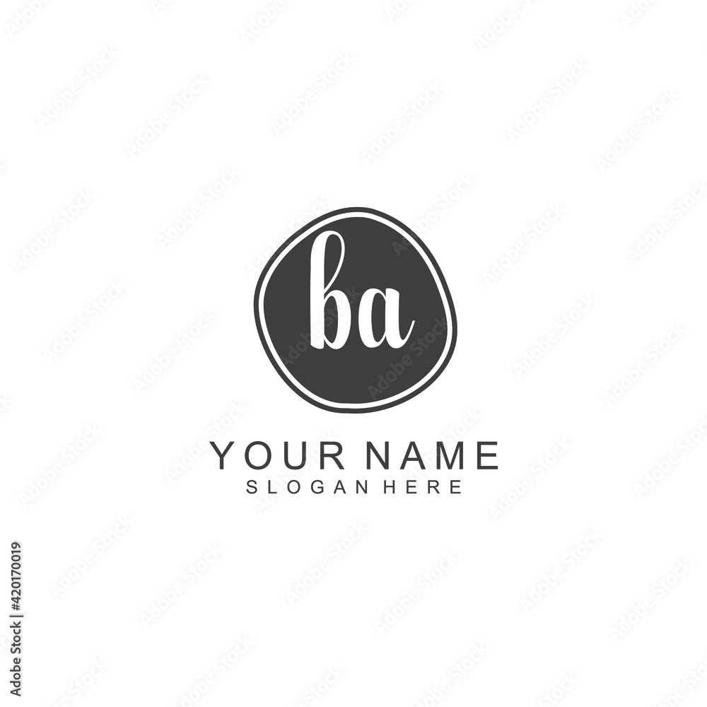 BA beautiful Initial handwriting logo template