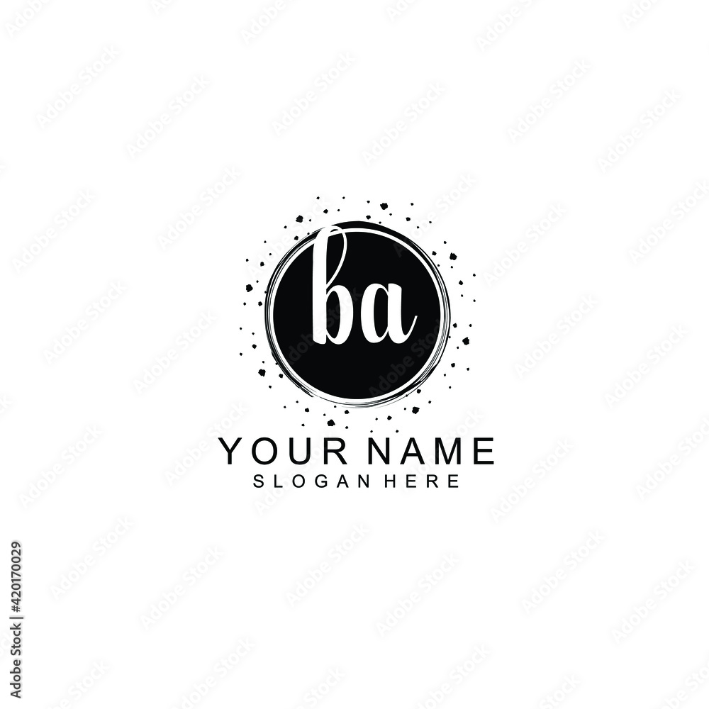 BA beautiful Initial handwriting logo template BA beautiful Initial handwriting logo template