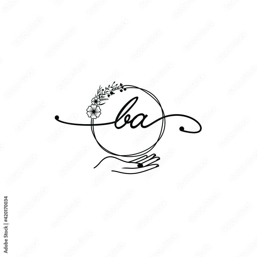 BA beautiful Initial handwriting logo template BA beautiful Initial handwriting logo template