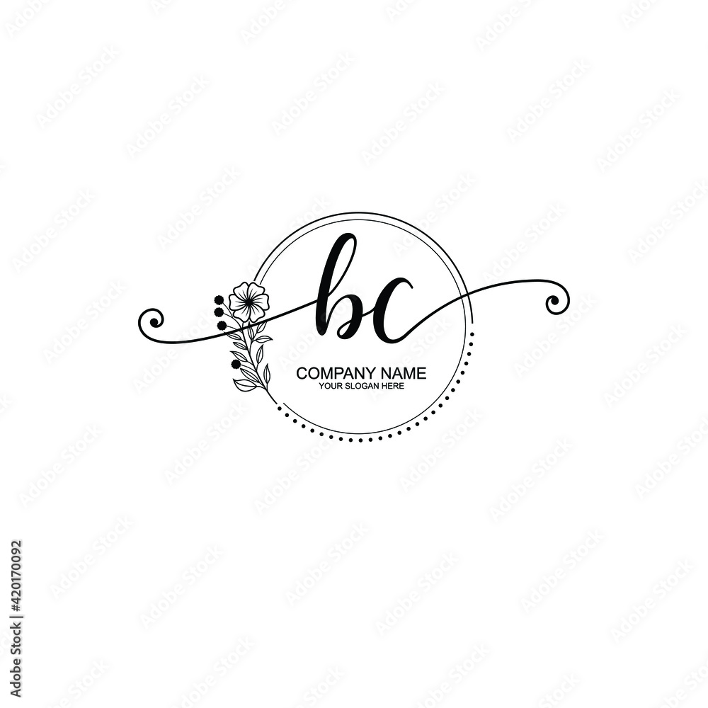 BC beautiful Initial handwriting logo template BC beautiful Initial handwriting logo template