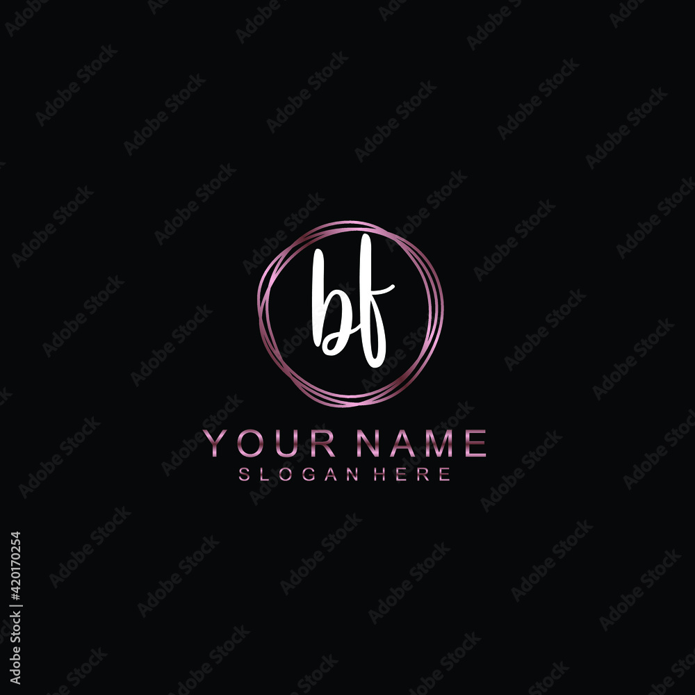 BF beautiful Initial handwriting logo template BF beautiful Initial handwriting logo template