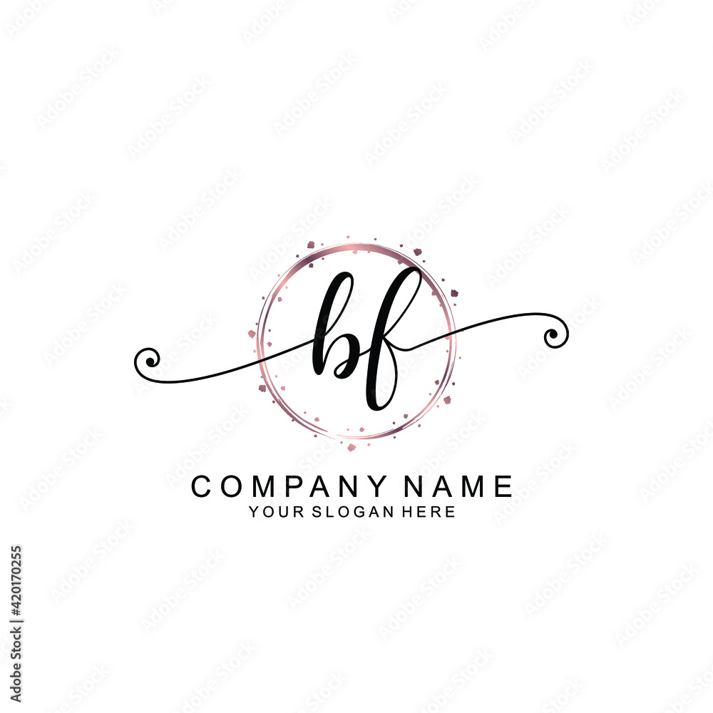 BF beautiful Initial handwriting logo template BF beautiful Initial handwriting logo template