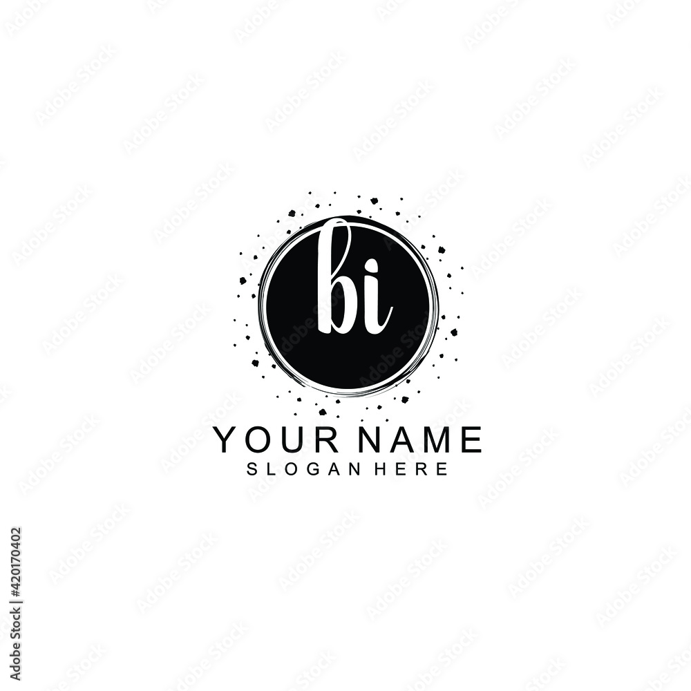 BI beautiful Initial handwriting logo template