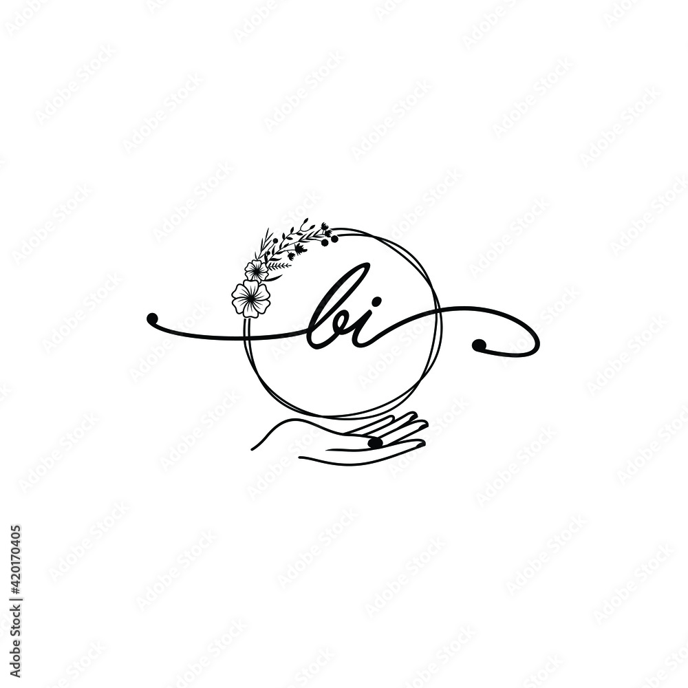 BI beautiful Initial handwriting logo template BI beautiful Initial handwriting logo template