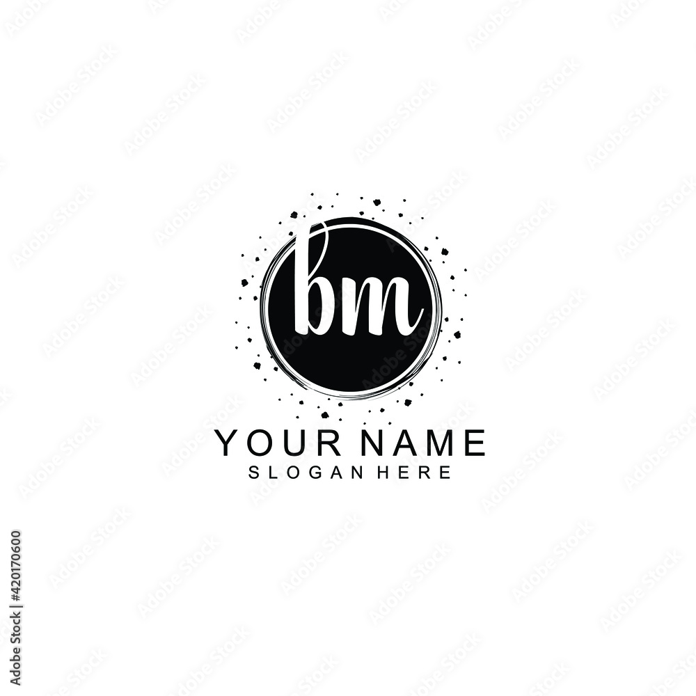 BM beautiful Initial handwriting logo template