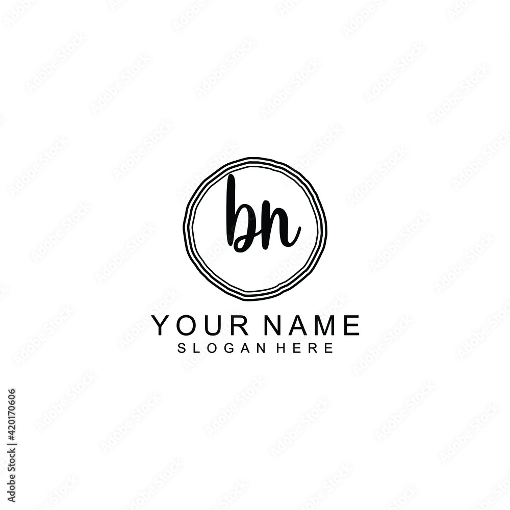 BN beautiful Initial handwriting logo template BN beautiful Initial handwriting logo template