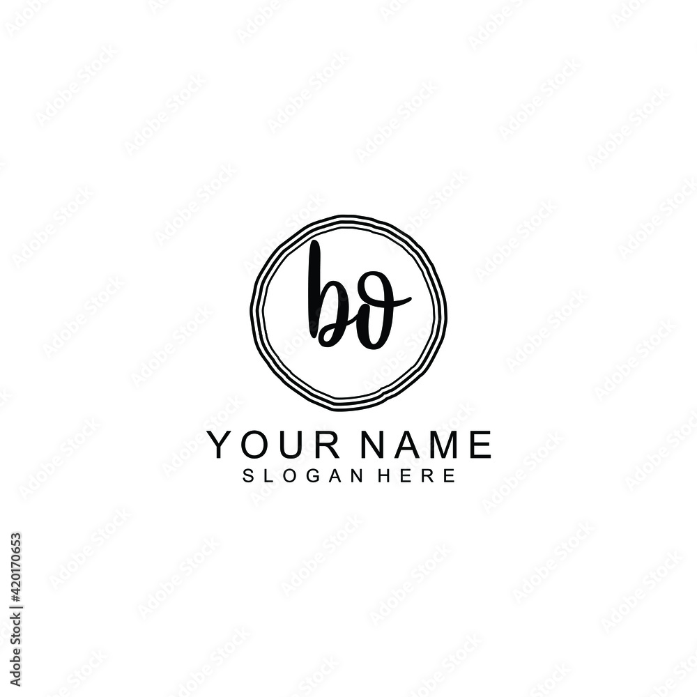 BO beautiful Initial handwriting logo template