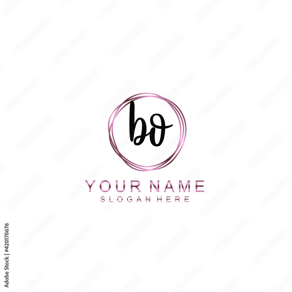 BO beautiful Initial handwriting logo template BO beautiful Initial handwriting logo template
