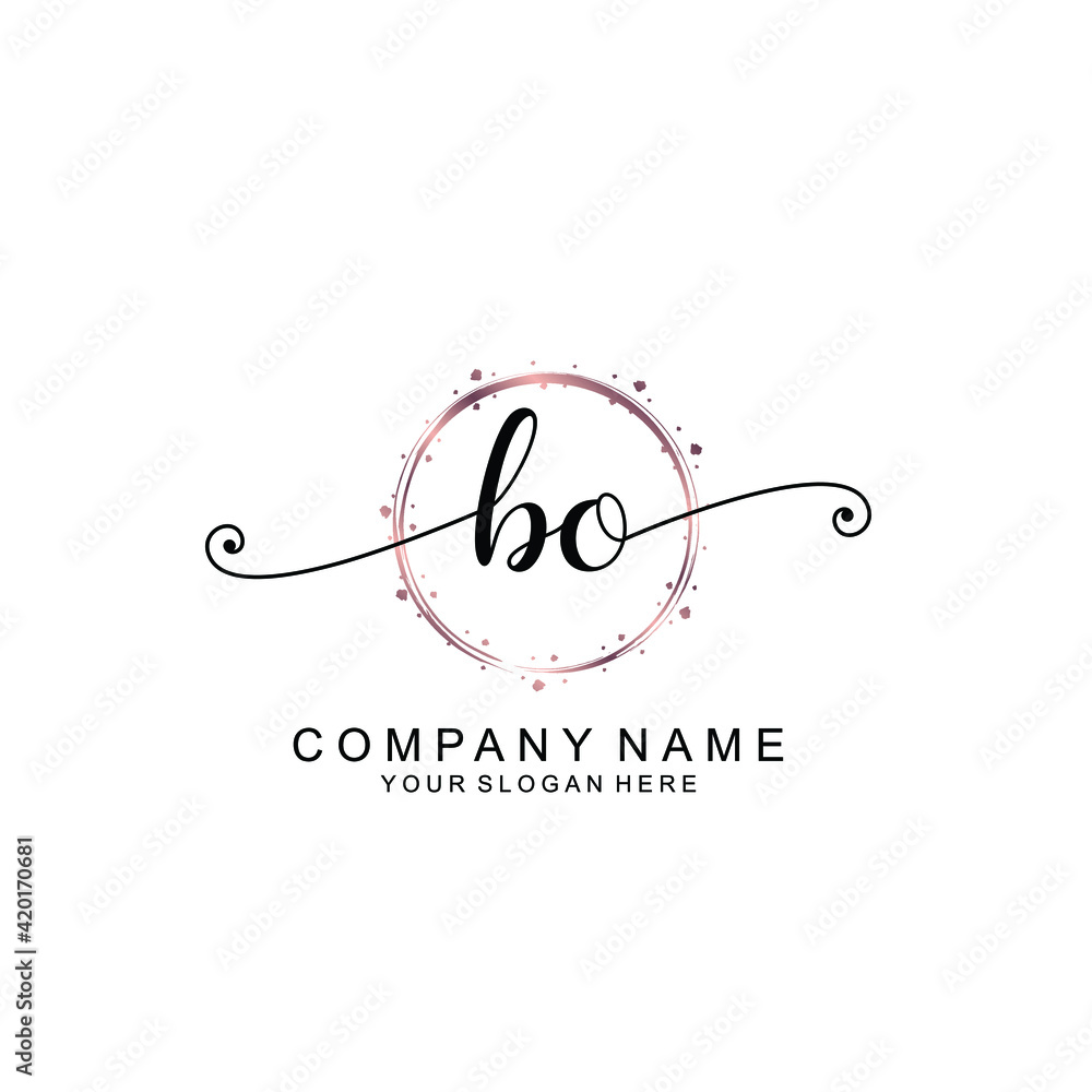 BO beautiful Initial handwriting logo template BO beautiful Initial handwriting logo template