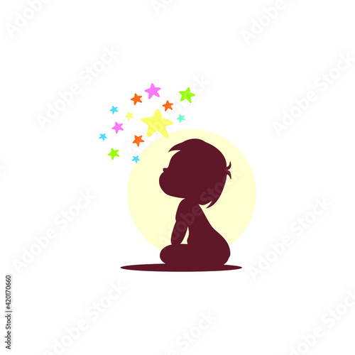 Colorful Kids Reaching Star logo vector, Children logo designs template, 
design concept, logo, logotype element for template