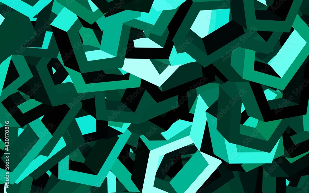 Dark Green vector backdrop with hexagons. Dark Green vector backdrop with hexagons.
