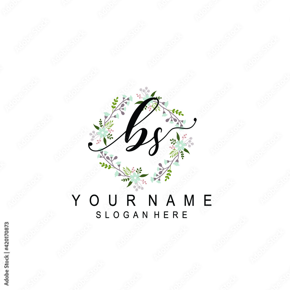 BS beautiful Initial handwriting logo template BS beautiful Initial handwriting logo template