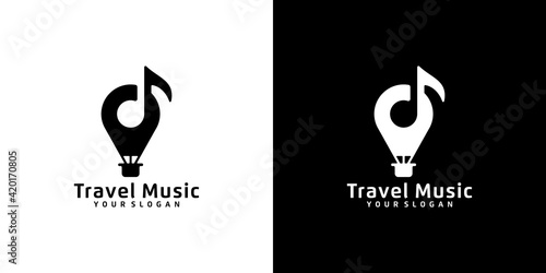 Canvas Print music travel logo design template