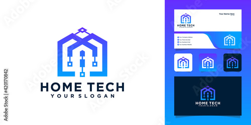 Abstract home tech logo and business card