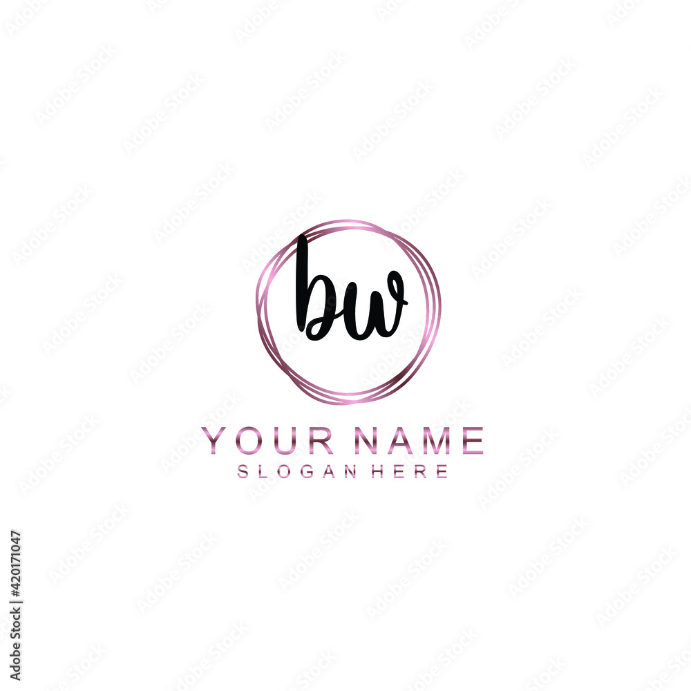 BW beautiful Initial handwriting logo template BW beautiful Initial handwriting logo template
