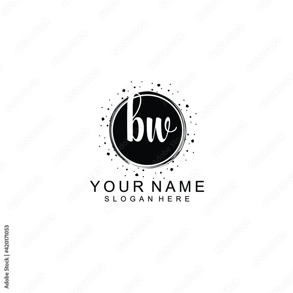 BW beautiful Initial handwriting logo template