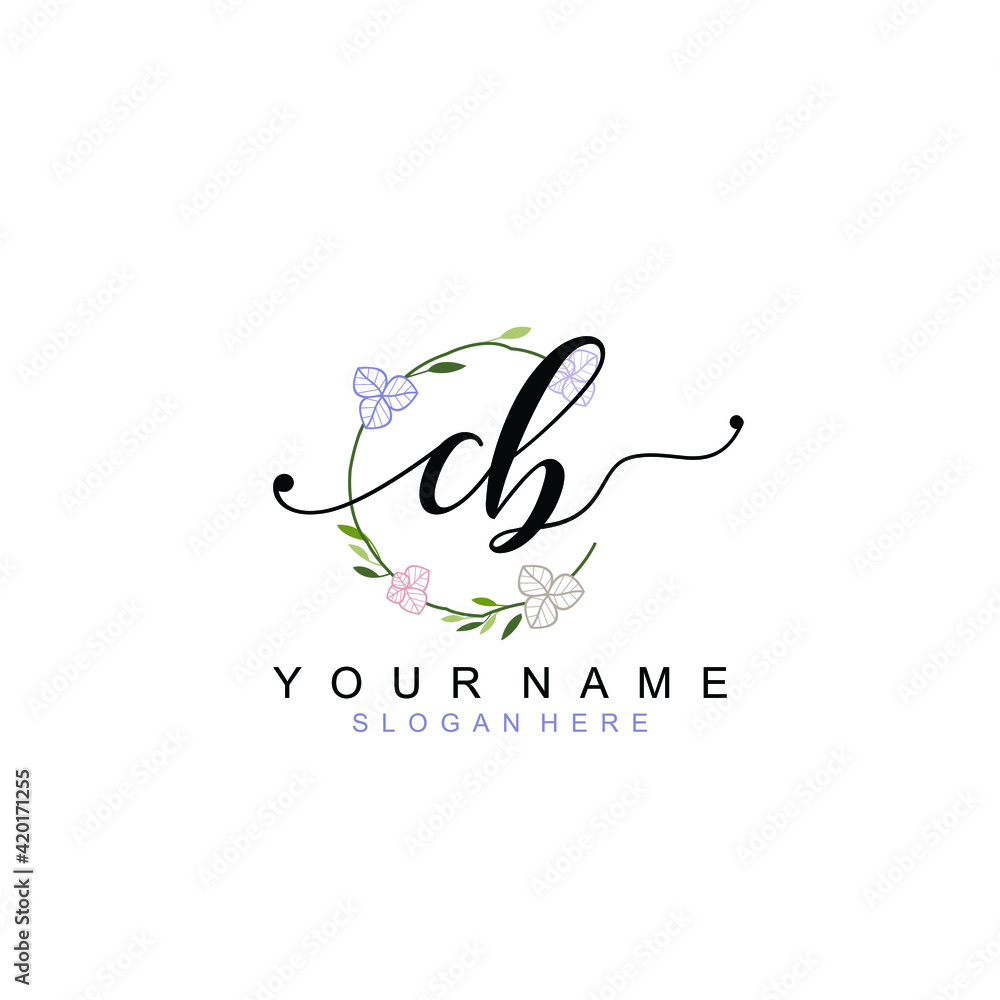 CB beautiful Initial handwriting logo template CB beautiful Initial handwriting logo template