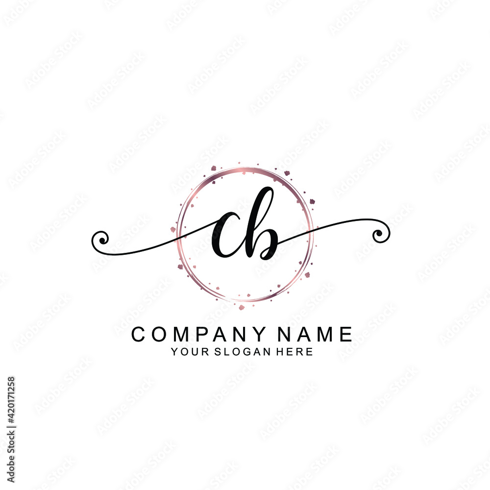 CB beautiful Initial handwriting logo template CB beautiful Initial handwriting logo template