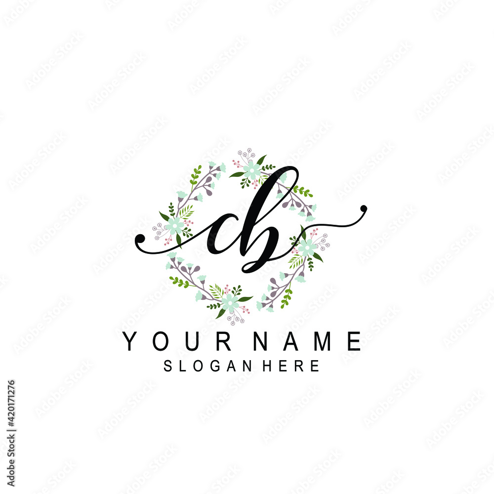 CB beautiful Initial handwriting logo template CB beautiful Initial handwriting logo template