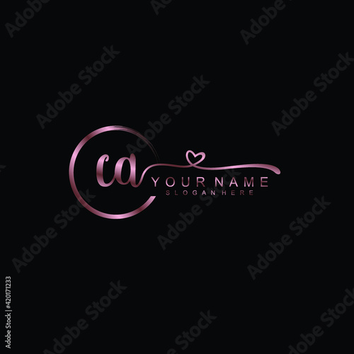 CA beautiful Initial handwriting logo template