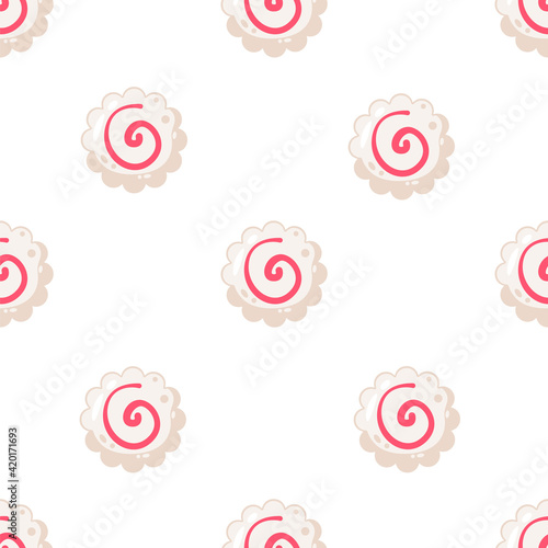 Delicious naruomaki Japanese fish cake seamless pattern vector illustration, seamless pattern for textile or wrapping