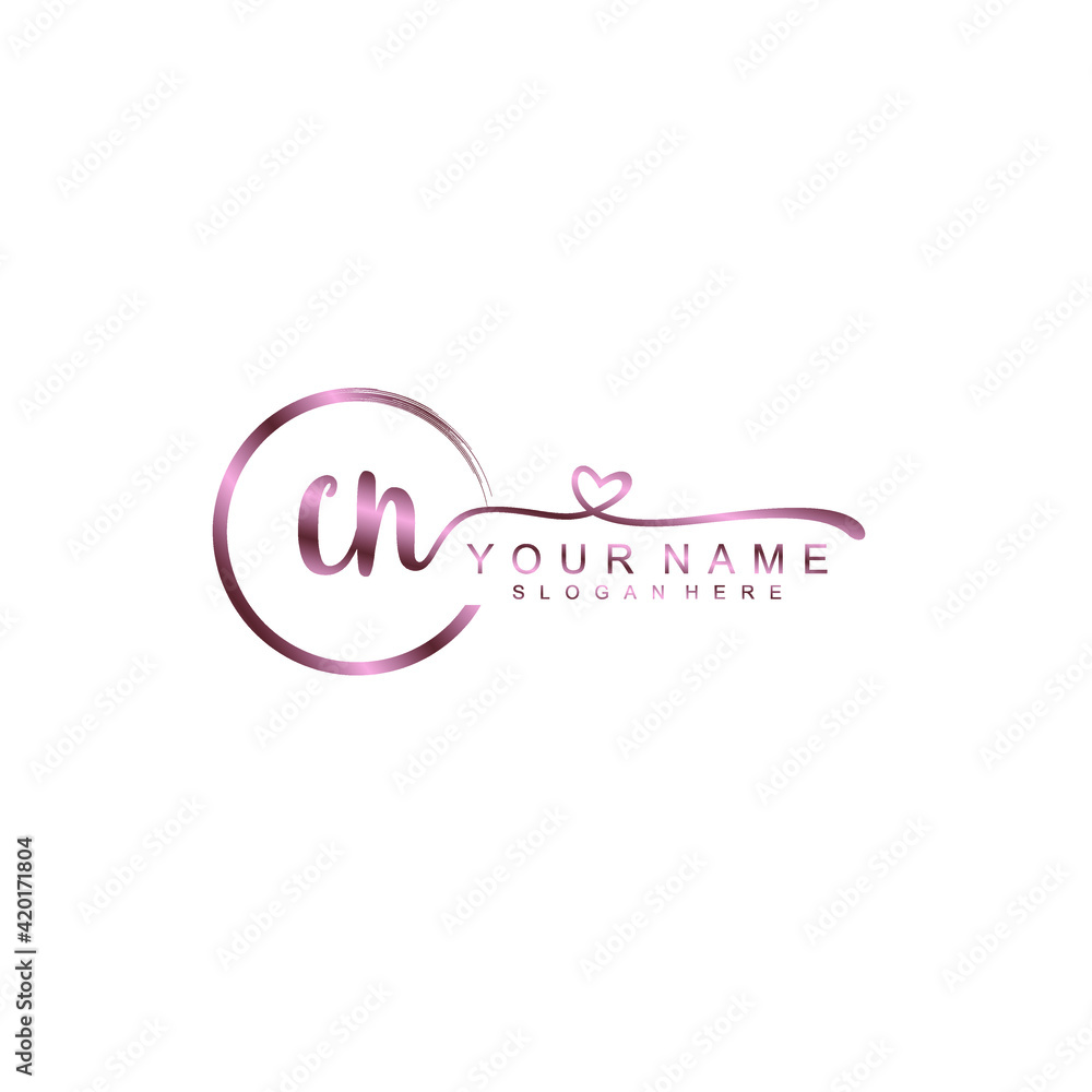 CN beautiful Initial handwriting logo template