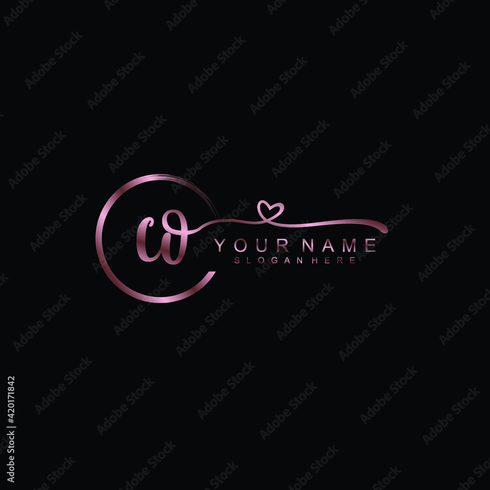 CO beautiful Initial handwriting logo template CO beautiful Initial handwriting logo template