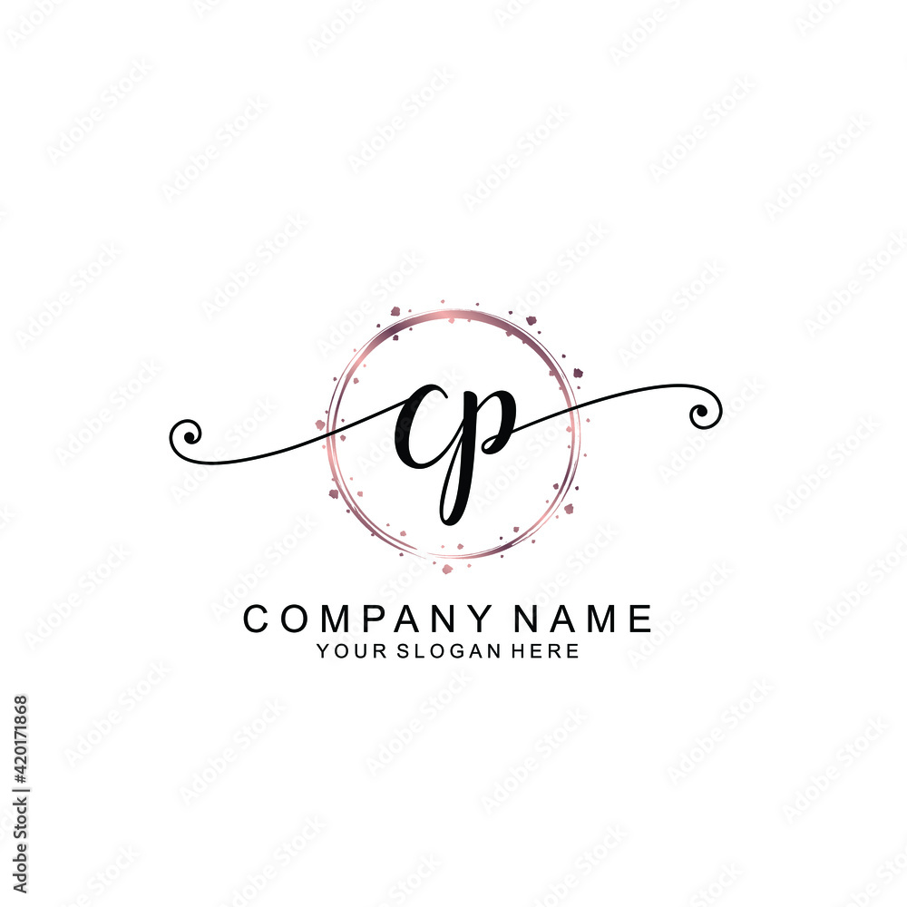 CP beautiful Initial handwriting logo template CP beautiful Initial handwriting logo template