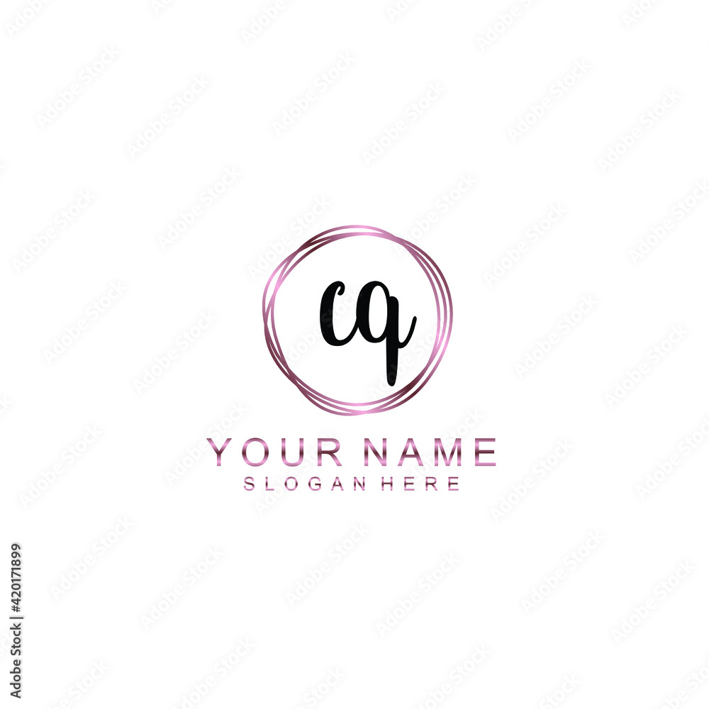 CQ beautiful Initial handwriting logo template CQ beautiful Initial handwriting logo template