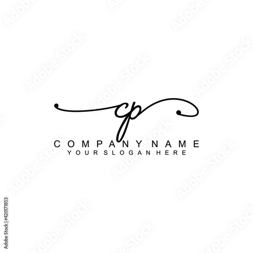 CP beautiful Initial handwriting logo template