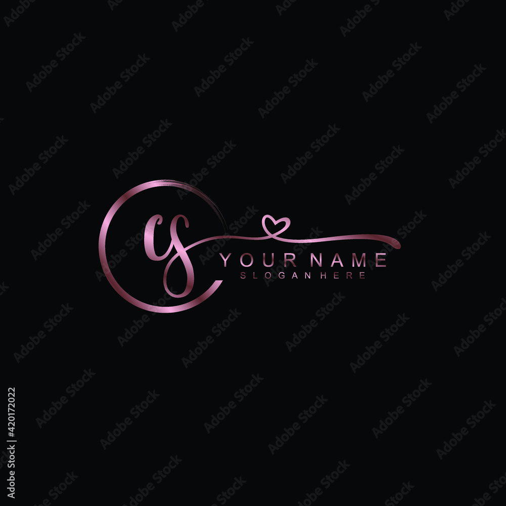CS beautiful Initial handwriting logo template CS beautiful Initial handwriting logo template