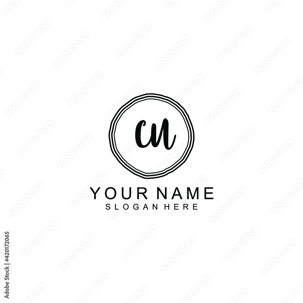 CU beautiful Initial handwriting logo template CU beautiful Initial handwriting logo template