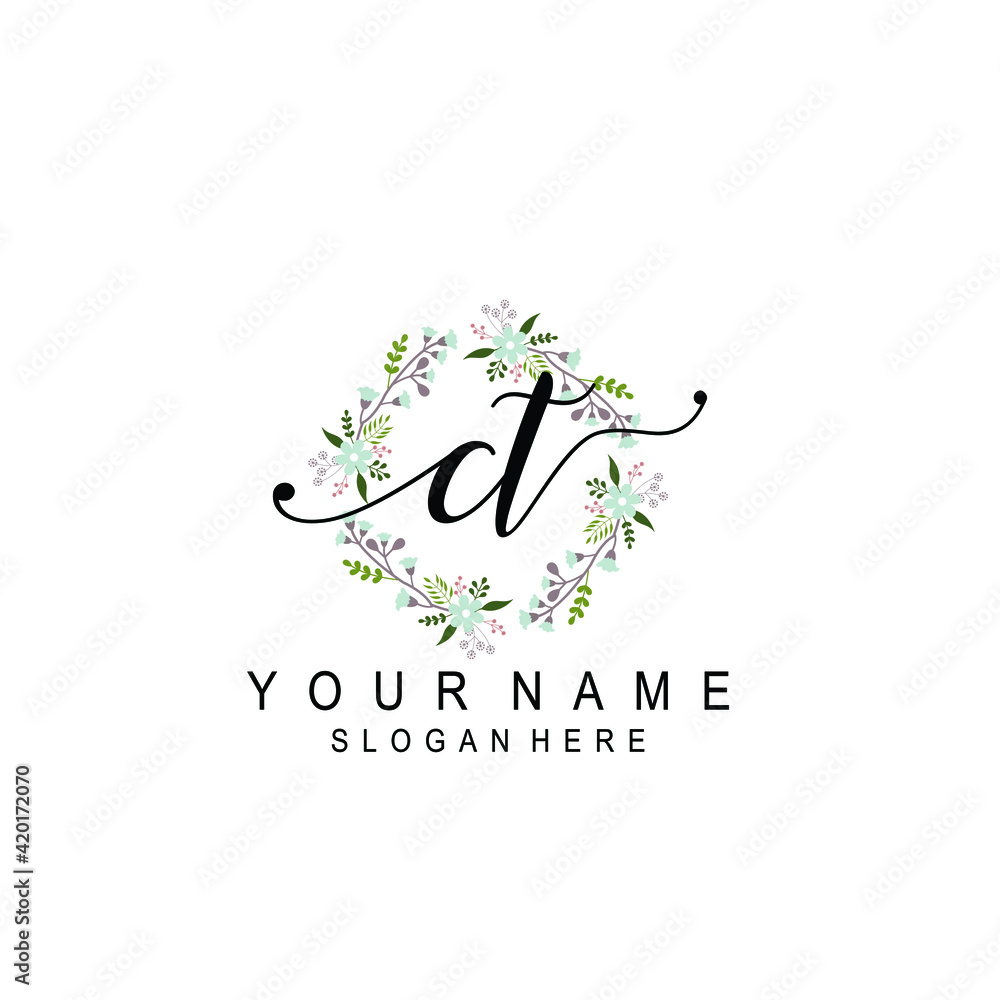 CT beautiful Initial handwriting logo template CT beautiful Initial handwriting logo template