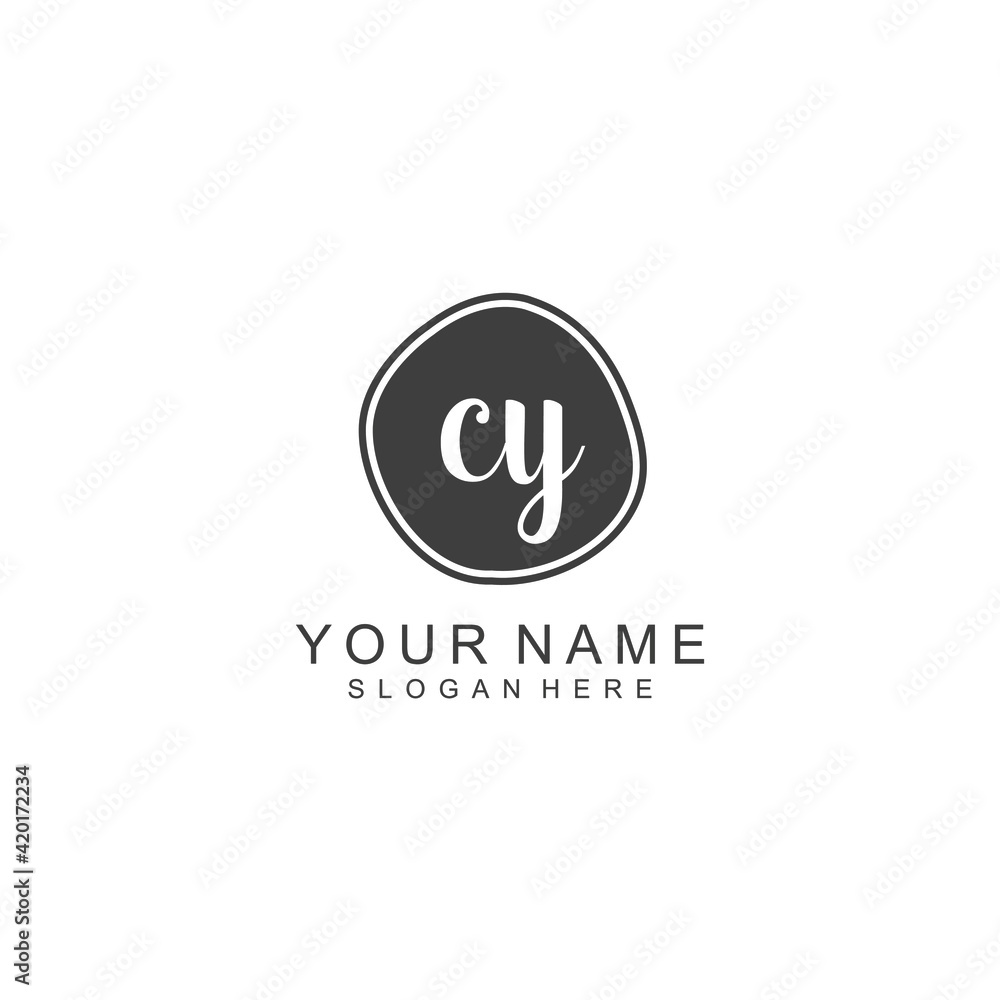 CY beautiful Initial handwriting logo template CY beautiful Initial handwriting logo template