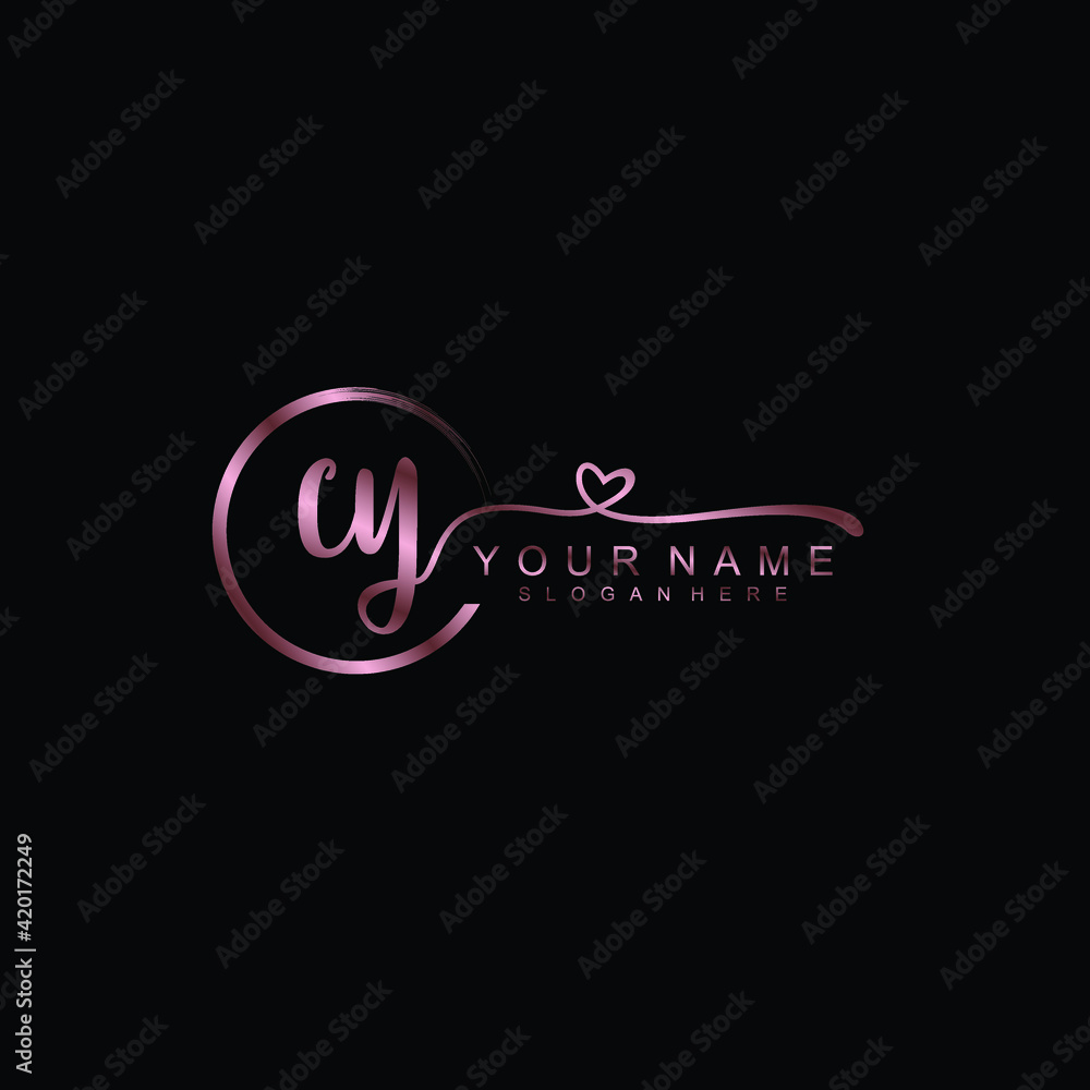 CY beautiful Initial handwriting logo template CY beautiful Initial handwriting logo template