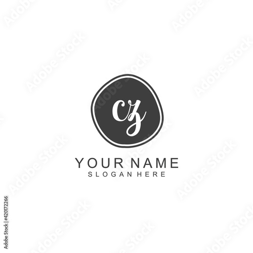 CZ beautiful Initial handwriting logo template